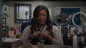 L'agence Nina Silk Printed Blouse worn by Ava Coleman (Janelle James) as seen in Abbott Elementary (S05E11)