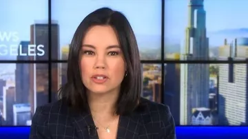 Club Monaco Windowpane Blazer worn by Jo Ling Kent as seen in CBS Mornings on January 15, 2026