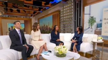 Simkhai Collared Wrap Dress worn by Tara Narula as seen in Good Morning America on  January 19, 2026