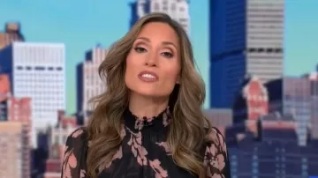 Misa Los Angeles Aubrey Dress worn by Rhiannon Ally as seen in Good Morning America on January 19, 2026