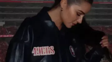 Olivia Culpo San Francisco 49ers Vegan Leather Bomber Jacket
