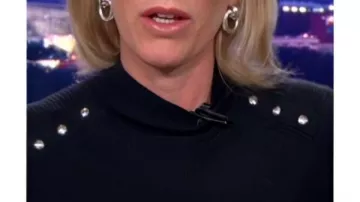The Ingraham Angle 2026 Laura Ingraham Black Button Shoulder Sweater worn by Host (Laura Ingraham) in The Ingraham Angle Town Hall: Donald Trump