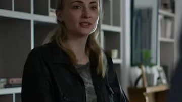 Steal 2026 Zara Dunne Black Leather Jacket worn by Zara (Sophia Turner) in Steal (S01)