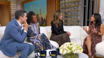 Maje Chain Scarf Print Skirt worn by Janai Norman as seen in Good Morning America on January 20, 2026