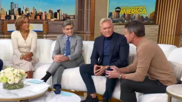 Bruno Magli Crewneck Camel Hair Sweater worn by Scott Foley as seen in Good Morning America on January 21, 2026