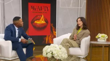 Ulla Johnson Motherwell Striped Cotton-Blend Wide-Leg Pants worn by Rebecca Hall as seen in Good Morning America on January 21, 2026