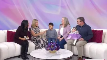 Lela Rose Floral Satin Cowl Neck Dress worn by Jenna Bush Hager as seen in Today with Jenna & Sheinelle  on  January 22, 2026