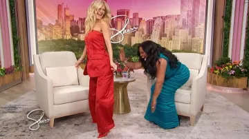 The Frankie Shop Luma Satin Bustier Top worn by Arden Myrin as seen in Sherri on  January 21, 2026