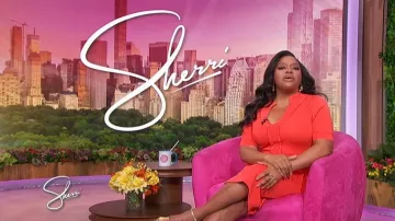 Elie Tahari The Zariyah Belted Bodycon Midi Sweater Dress worn by Sherri Shepherd as seen in Sherri on January 22, 2026