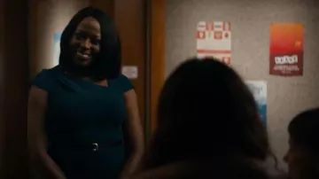 Donna Karan New York Cap Sleeve Belted Sweater Pencil Skirt worn by Headmaster Rossmyre (Christine Horn) as seen in Free Bert (S01E06)