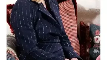 Pinstripe Wrap Blazer worn by Nikki Reed Newman (Melody Thomas Scott) in The Young and the Restless (S52)