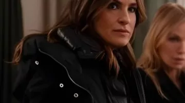 Law and Order SVU S27 Mariska Hargitay Black Puffer Jacket worn by Olivia Benson (Mariska Hargitay) as seen in Law & Order: Special Victims Unit