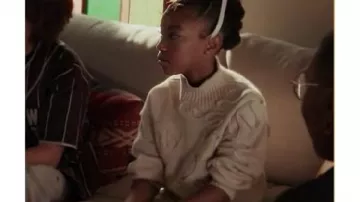 9-1-1 S09 Askyler Bell Floral Applique Mock-Neck Sweater as seen in 9-1-1 (S09)