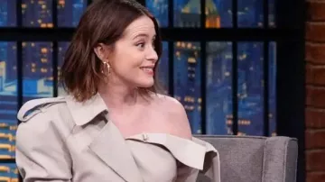 Claire Foy Late Night With Seth Meyers S13 Trench Coat worn by Claire Foy in Late Night with Seth Meyers