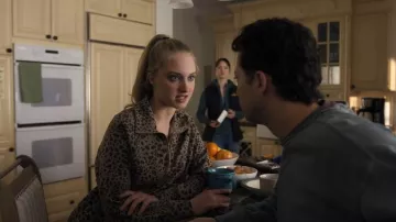 Abercrombie & Fitch YPB neoKNIT Leopard Print Half Zip Pullover Sweatshirt worn by Katya Belikova (Nicole Volossetski) as seen in Finding Her Edge (S01E01)