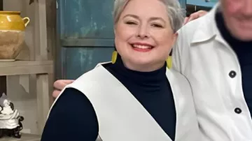 The Great Pottery Throwdown S9 Siobhan McSweeney Vest Dress worn by Siobhán McSweeney in The Great Pottery Throw Down