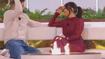 Pretty Little Thing Plum Long Sleeve Lace Wrap Detail Maxi Dress worn by Belle Hassan as seen in Love Island: All Stars (S03E05)