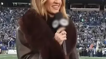 Erin Andrews NFC Championship Game Leather Coat