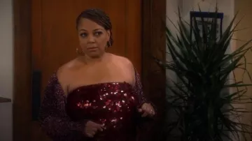Retrofete Nolia Sequin Embellished Dress worn by Lucretia (Wanda Sykes) in The Upshaws (S07E04)