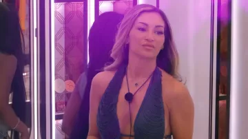 Murci Azari Fringed Halterneck Mini Dress worn by Andrea Jane Bunker as seen in Love Island: All Stars (S03E07)