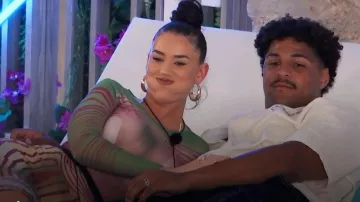 Fashion Nova Masterpiece Mesh Maxi Dress - Purple/combo worn by Gabby McCarthy as seen in Love Island Australia (S07E07)