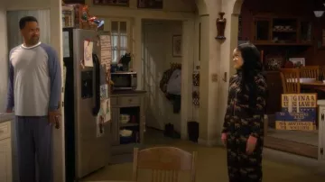 Ashford & Brooks Fleece Hooded One Piece Pajama Jumpsuit worn by Aaliyah (Khali Spraggins) as seen in The Upshaws (S07E07)