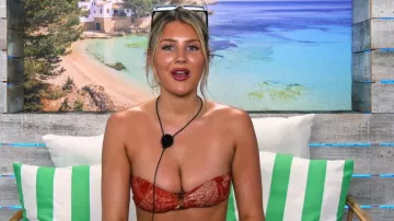 Anko Dot Tropic Print Bather Swim Adjustable Bikini Bra Top worn by Lacey Butlin as seen in Love Island Australia (S07E08)