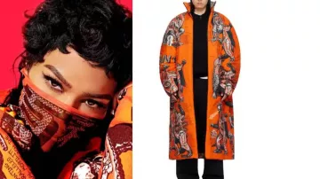 Teyana Taylor SNL S51 Orange Padded Lowdown Coat worn by (Teyana Taylor) in Saturday Night Live (S50)