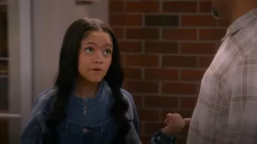 Akira Aubrey Denim Pull Over Swatshirt worn by Aaliyah (Khali Spraggins) as seen in The Upshaws (S07E07)
