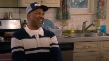 Simkhai Louis Striped Polo Sweater worn by Bennie Upshaw (Mike Epps) as seen in The Upshaws (S07E11)