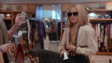 Chanel Beige Suede Cropped Jacket worn by Rachel Zoe as seen in The Real Housewives of Beverly Hills (S15E06)