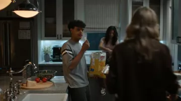 Gap Heavyweight Football Style T Shirt worn by Merritt (Caleb Baumann) as seen in It's Not Like That (S01E01)