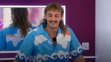 Venroy Printed Boxy Cotton Camp Collar Shirt worn by Ross Weightman as seen in Love Island Australia (S07E13)