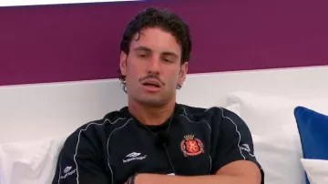 Balenciaga Men's Black Barcelona Soccer T-Shirt Oversized worn by Mick Maio as seen in Love Island Australia (S07E13)