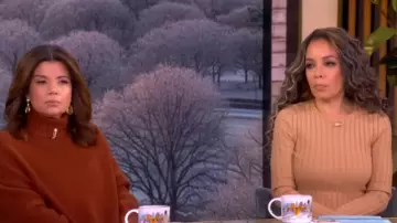 Stella McCartney Tan Asymmetric Sweater worn by Sunny Hostin as seen in The View on January 26, 2026