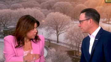 L'Agence Brooke Double Breasted Crop Blazer worn by Ana Navarro as seen in The View on  January 27, 2026