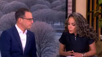 Staud Maelle Ruffled zip-up Top worn by Sunny Hostin as seen in The View on January 27, 2026