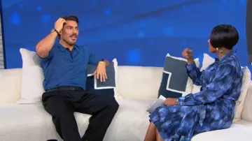 Bottega Veneta Blue Linen Chevron Knit Polo worn by Chris Appleton as seen in Tamron Hall Show on January 26, 2026