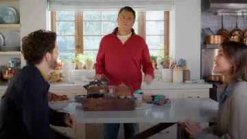 Tommy Hilfiger Long Sleeve Fleece Quarter Zip Pullover Sweatshirt Sweater worn by Derek (Ted McGinley) as seen in Shrinking(S03E01)