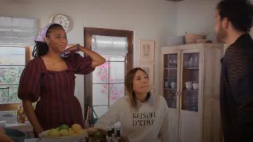 Damson Madder Red Striped Puffed Sleeve Top worn by Gaby (Jessica Williams) as seen in Shrinking(S03E01)