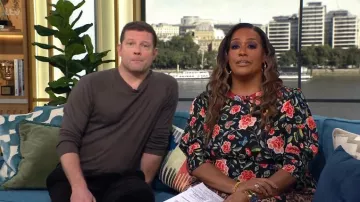 Rixo Meg Midi Dress worn by Alison Hammond as seen in This Morning on January 2026