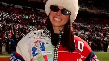 AFC Championship Game Ann Michael Maye Jacket worn by Ann Michael Maye in Drake Maye and Wife Ann Michael Celebrate Patriots’ AFC Championship Win