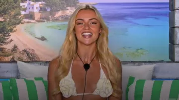 Magda Butrym Floral Appliqué Triangle Bikini Top worn by Emma Drake as seen in Love Island Australia (S07E28)