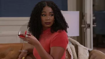 Open Edit Fuzzy Short Sleeve Sweater worn by Chelsea Hamilton (RhonniRose Mantilla) as seen in Beyond the Gates (S02E12)