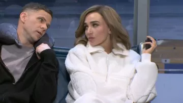 Alo Yoga Edge Bomber Boxy Fit Faux Sherpa Jacket worn by Chloe Fineman as seen in Saturday Night Live (S51E11)