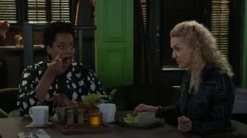 Ming Wang Two-Tone Lace Round Neck 3/4 Sleeve Jacket worn by (Karan Kendrick) as seen in Beyond the Gates (S02E13)