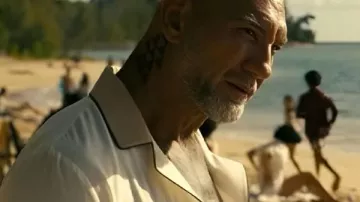 The Wrecking Crew Dave Bautista Palm Tree Shirt worn by James (Dave Bautista) in The Wrecking Crew