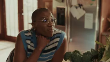 Marni Blue Brushed Mohair Stripe Vest worn by Henrietta Wilson (Aisha Hinds) as seen in 9-1-1 (S09E09)