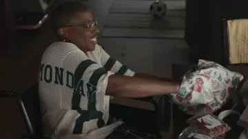 Diet Starts Monday Knitted Mesh Jersey Cream/Green worn by Henrietta Wilson (Aisha Hinds) as seen in 9-1-1 (S09E09)