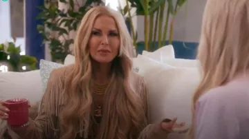 Gucci Tan Suede Fringe Jacket worn by Rachel Zoe as seen in The Real Housewives of Beverly Hills (S15E07)
